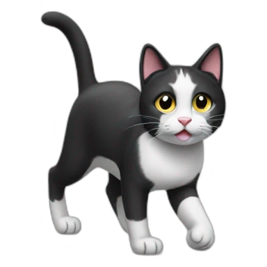 Black and white cat limping sticker