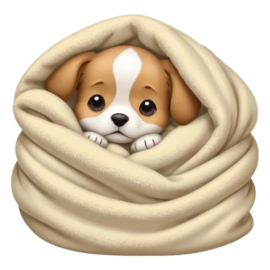 cute puppy curled up in a blanket, cozy and sleepy sticker