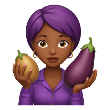 black Woman holding eggplant near face sticker