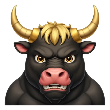 black angry powerful bull with golden horns emoji sticker