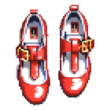 Sonic the Hedgehog's red shoes with white strap and gold buckle sticker