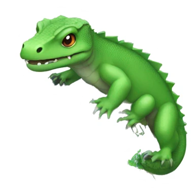 A komodo holding a world globe sticker