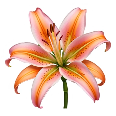 single light pink and orange oriental lily sticker