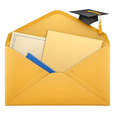 A simple emoji-style icon of a yellow manila envelope, flat and minimal, with clean edges, subtle paper texture, and a small graduation 2017 logo on the front, conveying academic completion and archived records. sticker