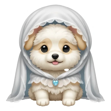 White puppy wearing a veil sticker