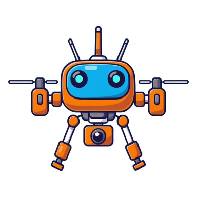 Murder Drones N character, robotic drone with menacing blue eyes, metallic body with blue accents sticker