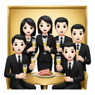 goth corporate executives enjoying champagne Party at SPAM meat cafe paris LANDSCAPE  sticker