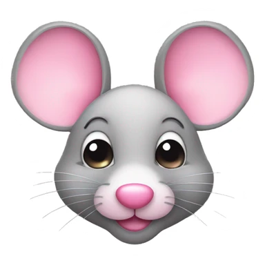 cute mouse face emoji with pink heart-shaped nose sticker