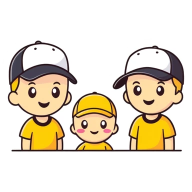 Make me 3 emojis of 1) a guy with a cap (just like this guy) 2) a baby emoji 3) emoji like the girl on the right  sticker