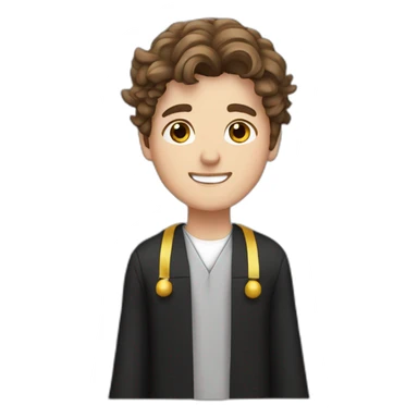 Prograduate Male Brown Hair with confetti emoji sticker
