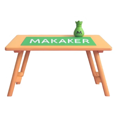table with MAKAR written on top sticker