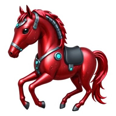 red glitter cyberpunk horse sticker