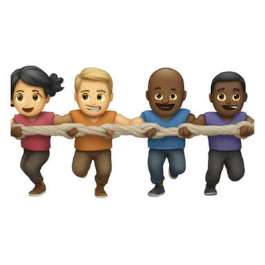 tug-of-war, one person on the left, four people on the left sticker