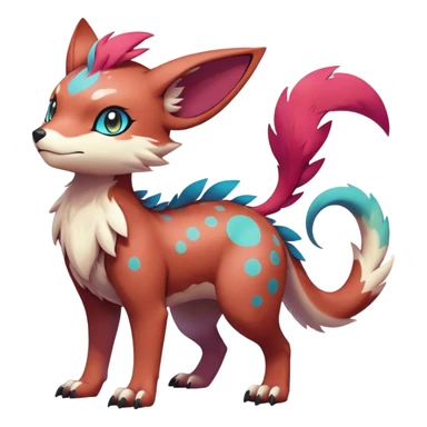 Vibrant Male multi-colored cute cool anime-styled Falvie-Fionbri-fantasy-creature-Fakémon-Pokémon, full body, with random markings sticker