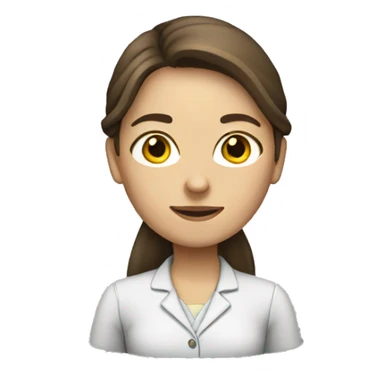 Female brown long hair teacher, white skin sticker