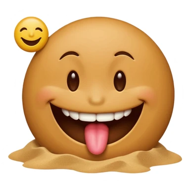 A smiley face licking a brown beach emoji sticker