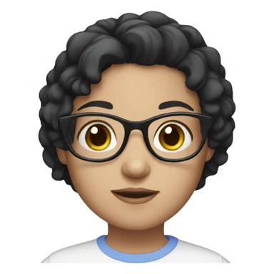 girl black short hair glasses blue eyes sticker