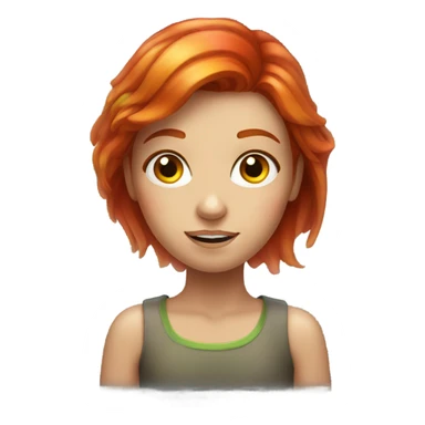 A beautiful sunset with a very lonely, redhead girl with her tips, glowing rainbow sticker