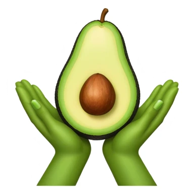 hands holding a so small avocado sticker