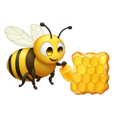 fat and happy bee eating honey sticker
