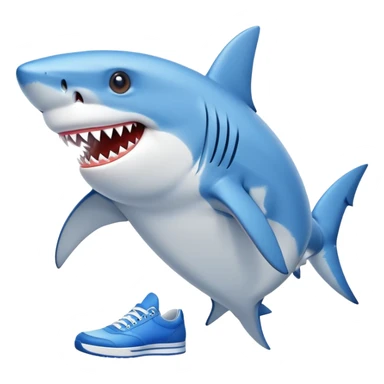Shark with 4 legs wearing blue sneakers sticker