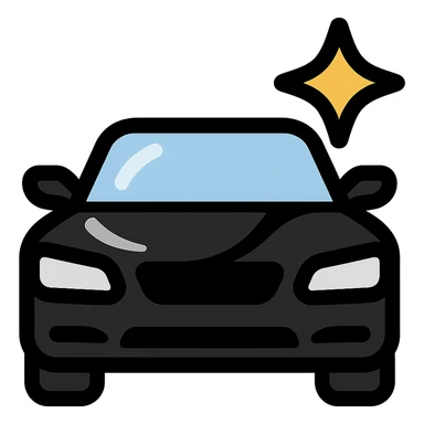 small bright silver or gold star icon conveying perfection on a glossy black high-end car surface, main color glossy black, subtle reflections, emphasis on mirror-like shine, modern and clean, not overloaded sticker