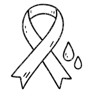 hand-drawn outline of a pink ribbon with blood drops sticker