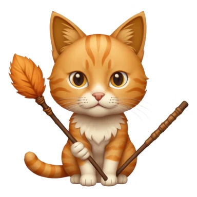 Elinde sopa tutan kedi sticker