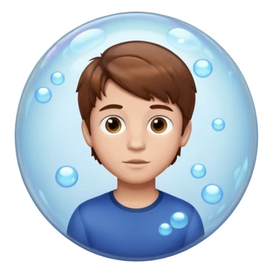 Brown hair Boy in a bubble sticker