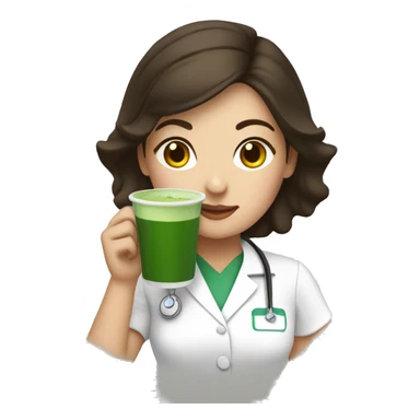 Brunette nurse drinking matcha latte sticker