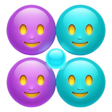 emoji icon of three glowing orbs connected by light beams forming unity, neon purple and cyan lights, dark futuristic background, 1:1

 sticker