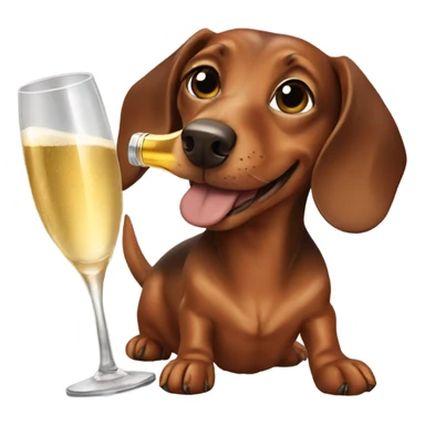Brown dachshund drinking champagne sticker