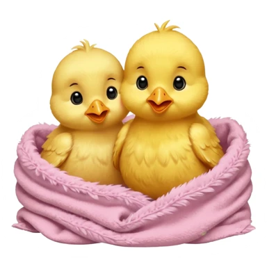 Two baby chicks cuddling in bed sticker