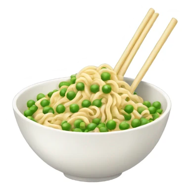 A bowl of noodles with peas sticker