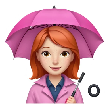 Girl with pink umbrella sticker