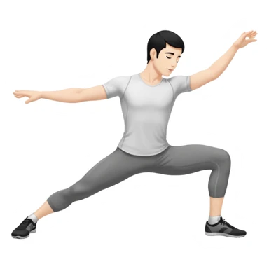 Hombre blanco pelinegro haciendo el ejercicio de tocar los pies con las piernas rectas  sticker