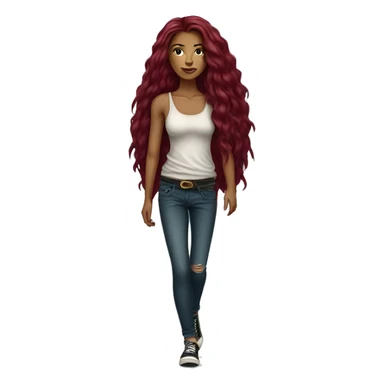 Beautiful tattooed  burgundy long haired woman crossing the street sticker