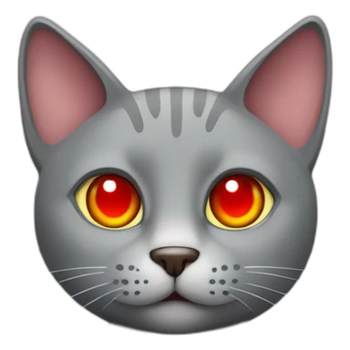 Grey cat with red eye heart  sticker