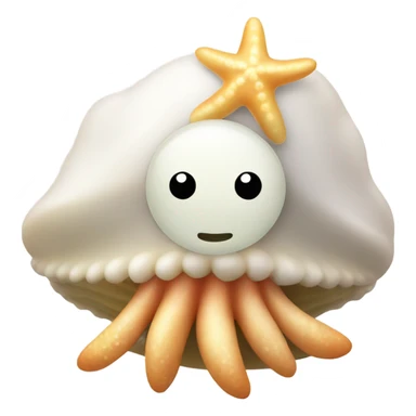 Clam with a pearl and starfish sticker