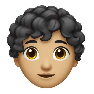short black wavy hair, straigt nose, black eyes sticker