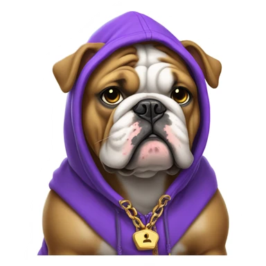 Bulldog wearing purple hoodie and gold chain  sticker