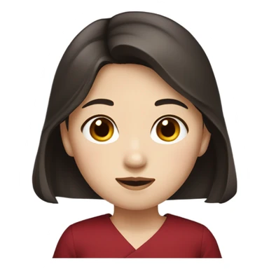 korean girl with dark brown hair and dark red dress pretty sticker