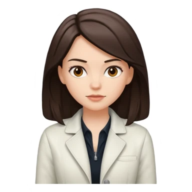 white girl with white jacket and dark brown shoulder-length hair sticker