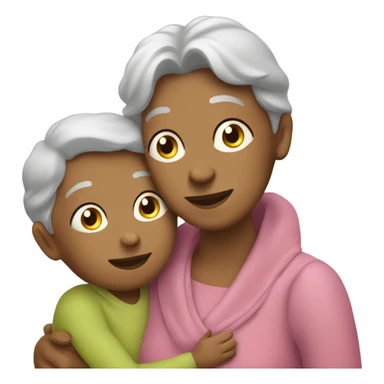 Grandma huggings with a boy and girl sticker