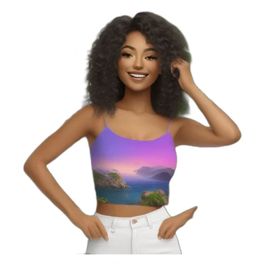 Beautiful woman high crop top sticker