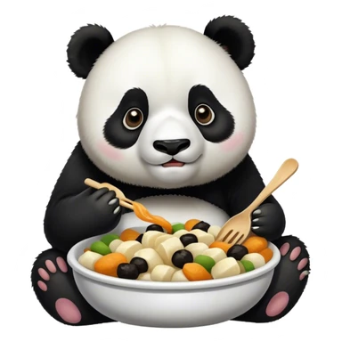 Panda eating a. Lot and lot of food sticker