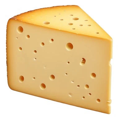 thick slice of cantal cheese, pale yellow firm interior, rough natural beige-brown rind, dense slightly crumbly texture, clean slice, subtle aging marks, soft lighting, subtle shadows, emoji scale sticker