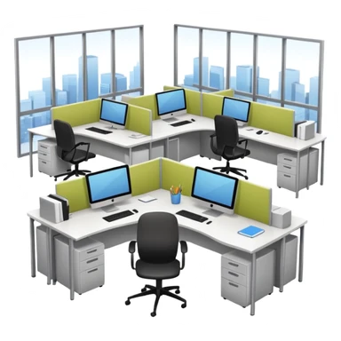 open office workspace with desks sticker