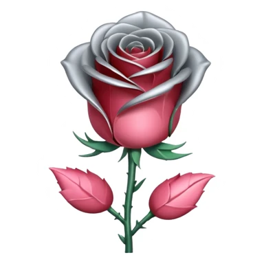 gray metal chrome rose, without green leaves, just flower sticker