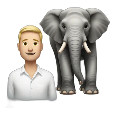 elephant with a white man next to him sticker